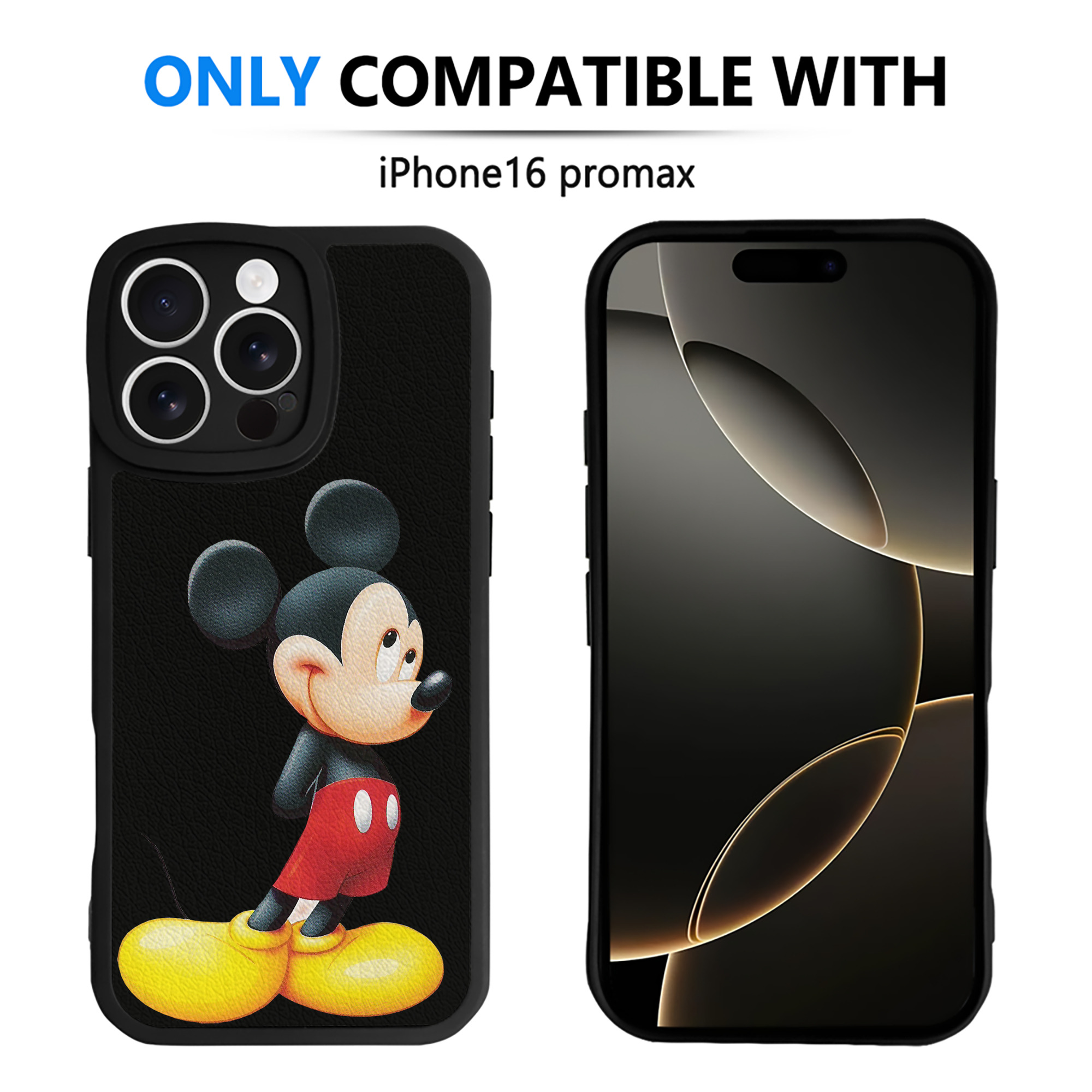 （画像用） ミッキーマウス Mickey Mouse 【iPhone 16シリーズ対応】シリコンスマホケース（レザー調） 材質：シリコン